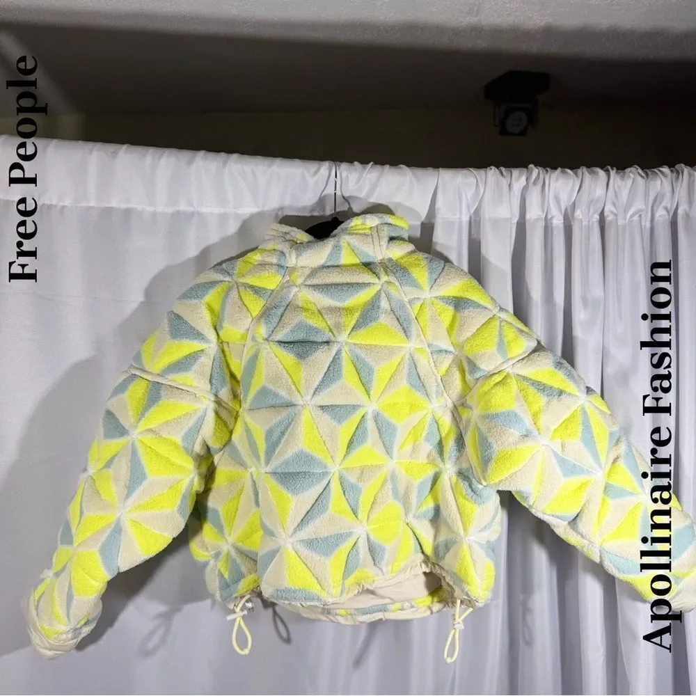 FP MOVEMENT MOUNTAIN HIGH 3D PRINTED 1/2 ZIP FLEECE IN SOUR CITRUS XL NWT - Picture 6 of 11